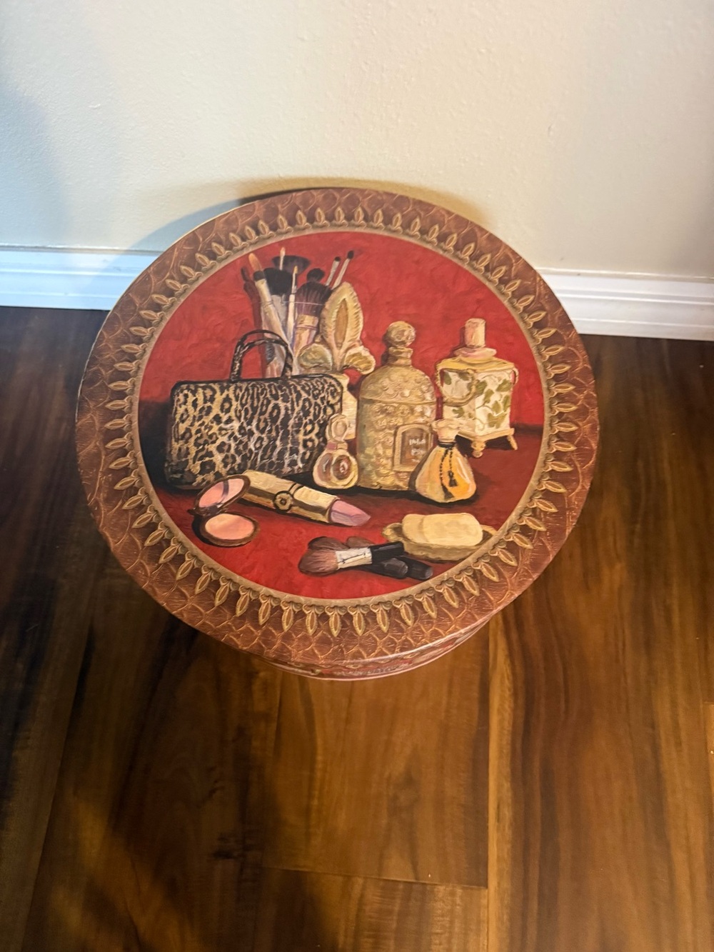 Vintage -Red Salon" vanity still life” Hat Box